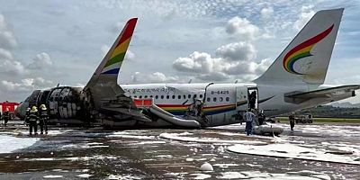 Uçak kalkış sırasında alev aldı, yolcular tahliye edildi 