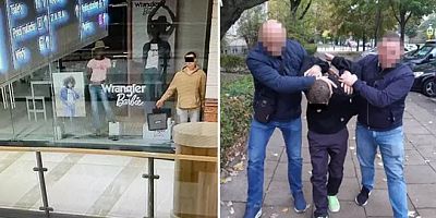 Cansız manken taklidiyle AVM'deki dükkanları soydu
