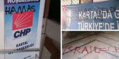 CHP ilçe binasına 'Hamas' yazılı saldırı