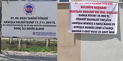 Mal varlığını da paylaşan CHP’li başkan, belediyenin borcunu billboardlarla duyurdu