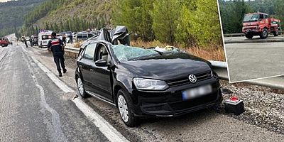 Orman yangınına giden arazöz ile 2 otomobil çarpıştı: 1 ölü, 6 yaralı